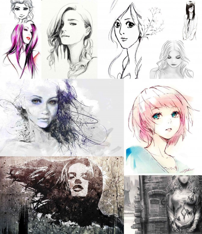 671x776 Rt] Beautiful Girls Pencil Sketch Wallpapers For Your Mi Devices - Beautiful Girl Sketch