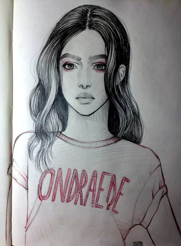 600x813 Beautiful Girl Sketch Before Sleeping By Ondraede - Beautiful Girl Sketch