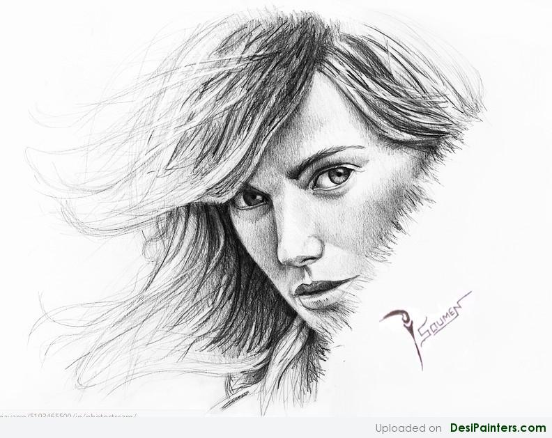 792x629 Sketch Of Beautiful Lady By Soumen - Beautiful Lady Sketch