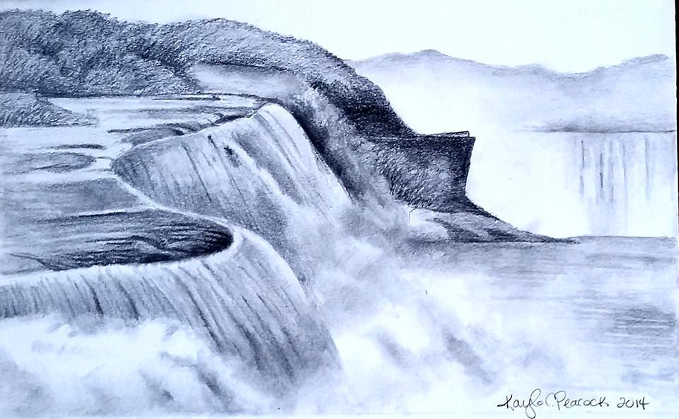 960x592 Beautiful Landscape Sketches Waterfall Sketch Beautiful Landscape - Beautiful Landscape Sketches