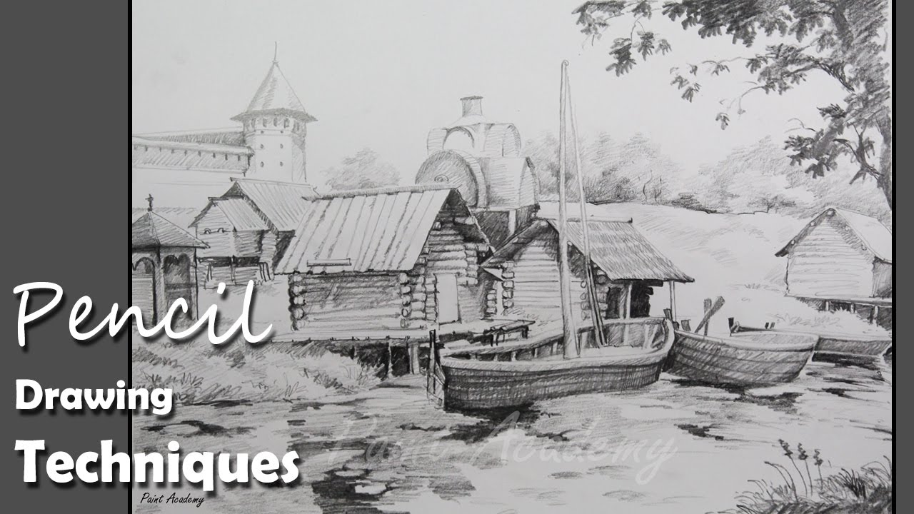 1280x720 Pencil Drawing Techniques How To Draw A Beautiful Landscape - Beautiful Landscape Sketches