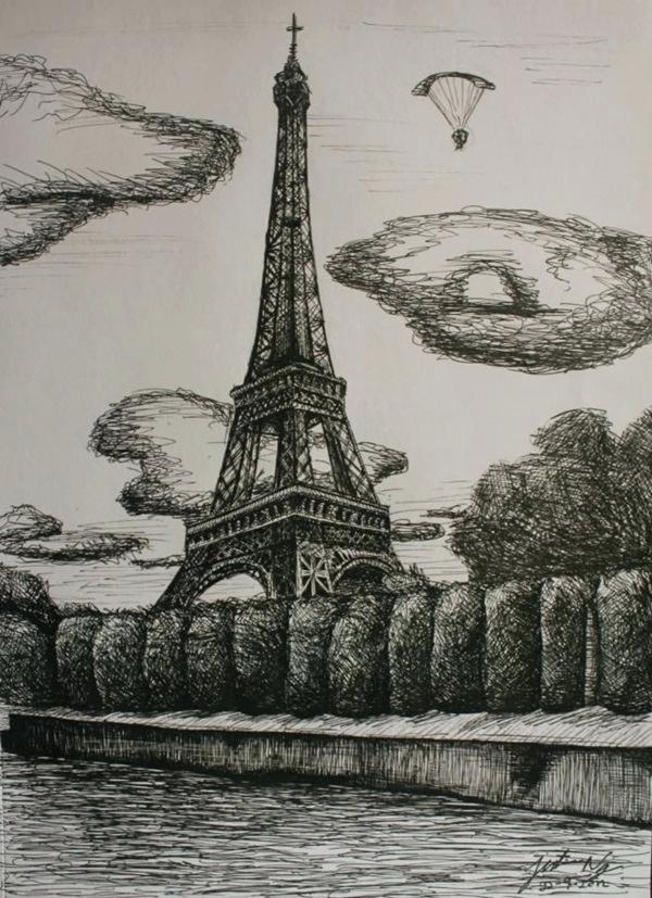 600x827 Beautiful Landscape Sketches Beautiful And Detailed Tower Drawings - Beautiful Landscape Sketches