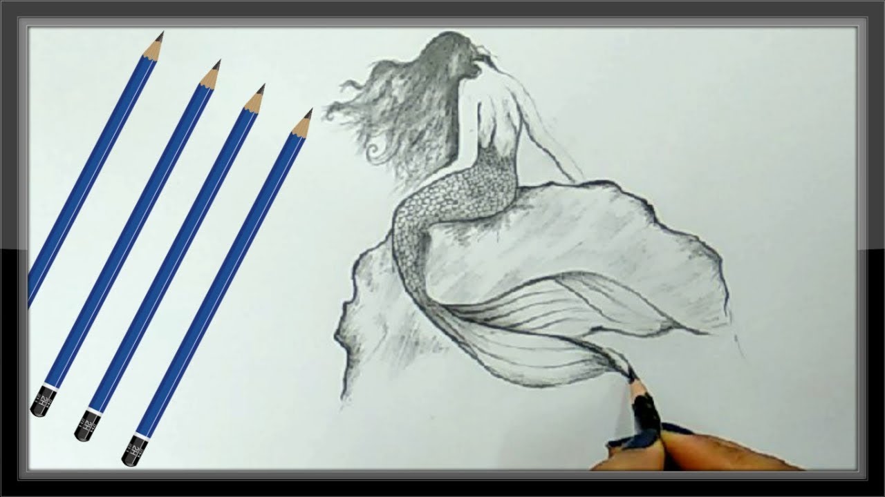 1280x720 Cool Drawings - Beautiful Mermaid Sketches