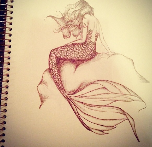Drawn Mermaid Sad - Beautiful Mermaid Sketches. 