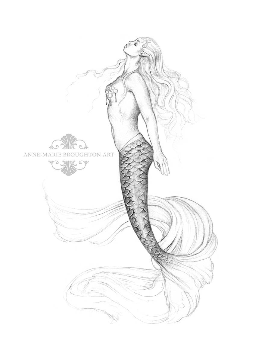 Pencil Sketch Mermaid Drawing Pictures - Beautiful Mermaid Sketches. 