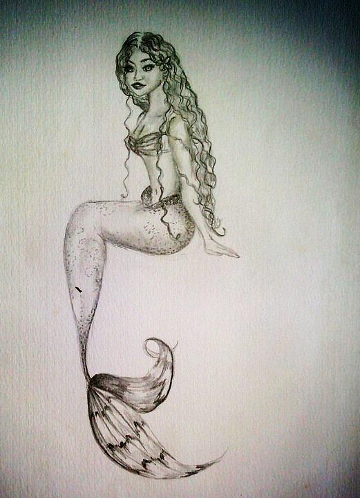 521x720 Beautiful Mermaid Drawings Fine Art America - Beautiful Mermaid Sketches