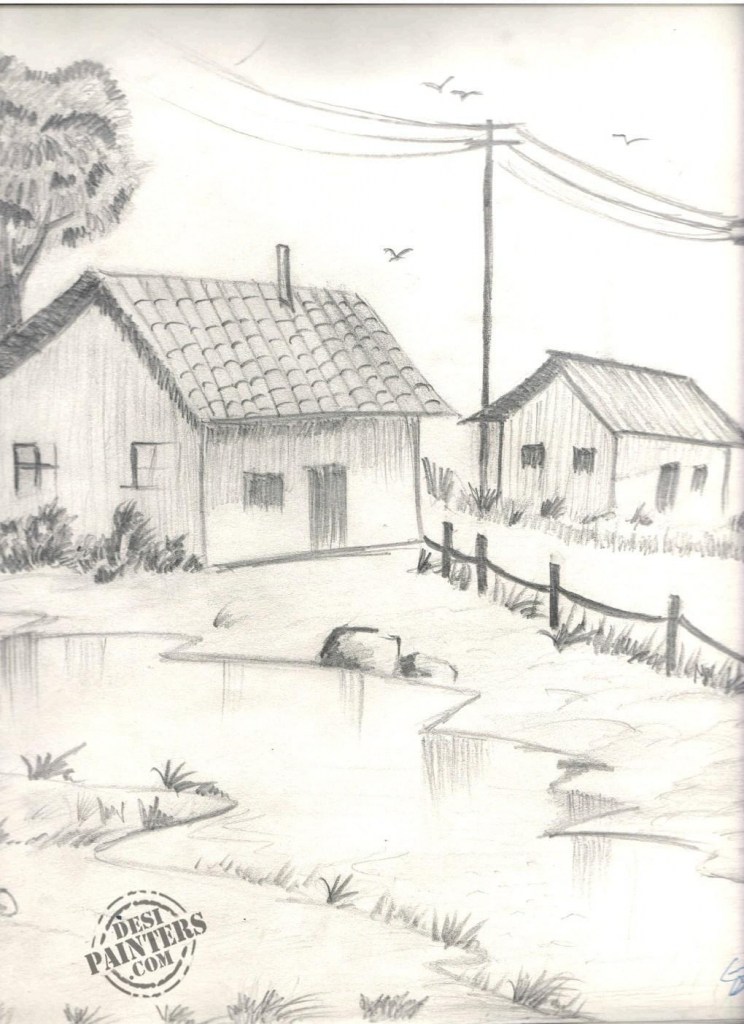 744x1024 Beautiful Scenery Pictures For Pencil Drawing Siewalls.co - Beautiful Scenery Sketch