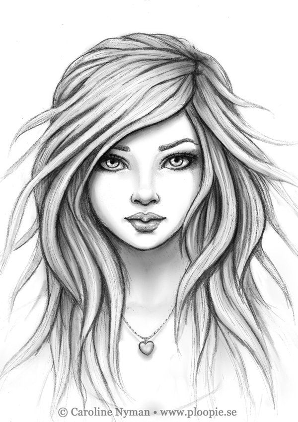 600x849 Felea By On @ Illustration - Beautiful Woman Sketch