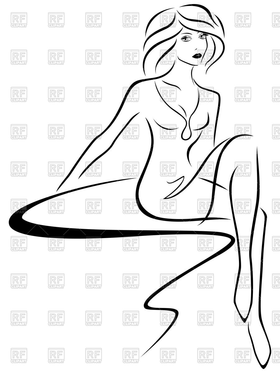900x1200 Beautiful Woman Sitting On Abstract Sofa, Sketch Vector Image - Beautiful Woman Sketch Images