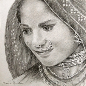 288x288 Paintings And Drawings By Manju Panchal Beautiful Face Of A Woman - Beautiful Woman Sketch Images