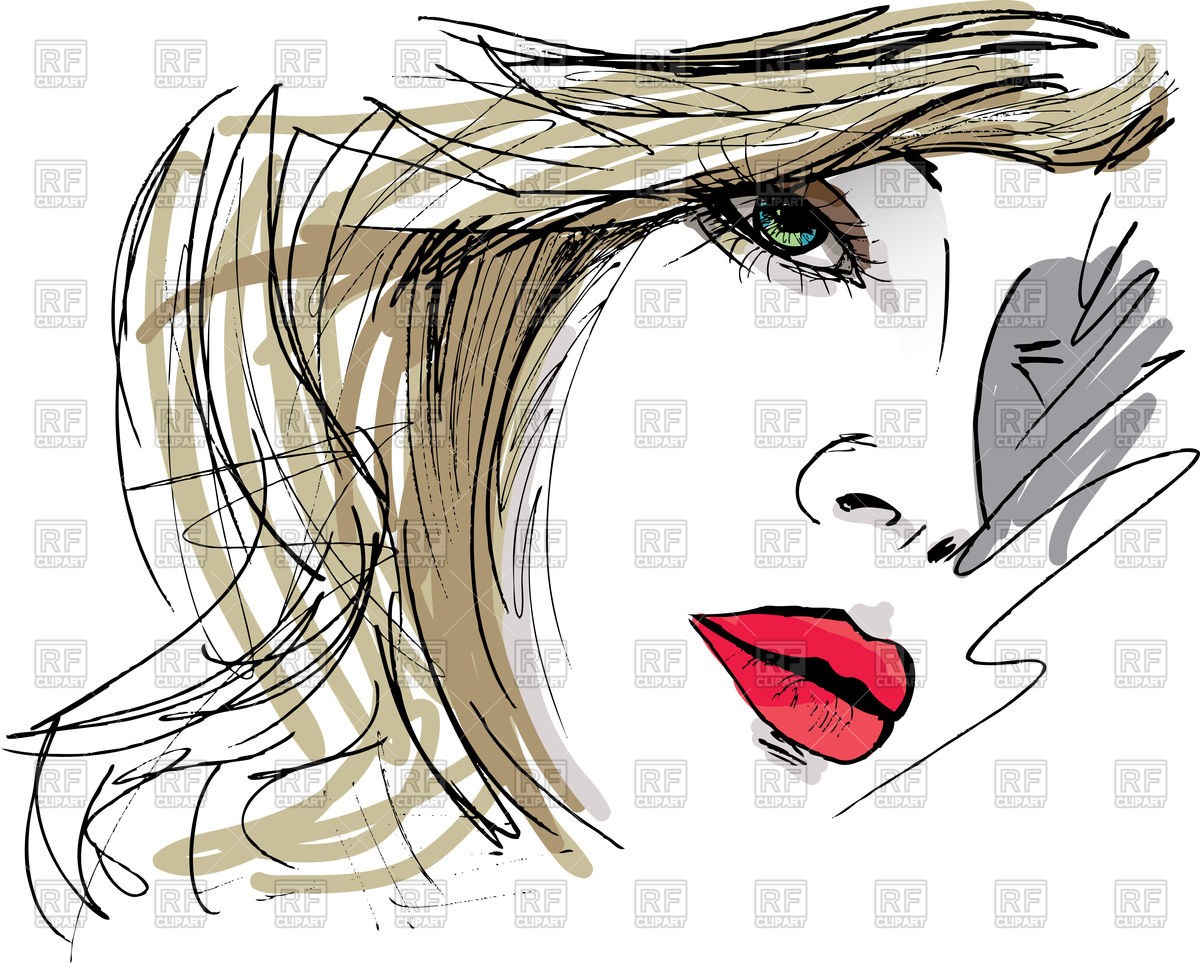 1200x963 Sketch Of Beautiful Woman Face, Make Up Vector Image Vector - Beautiful Woman Sketch Images