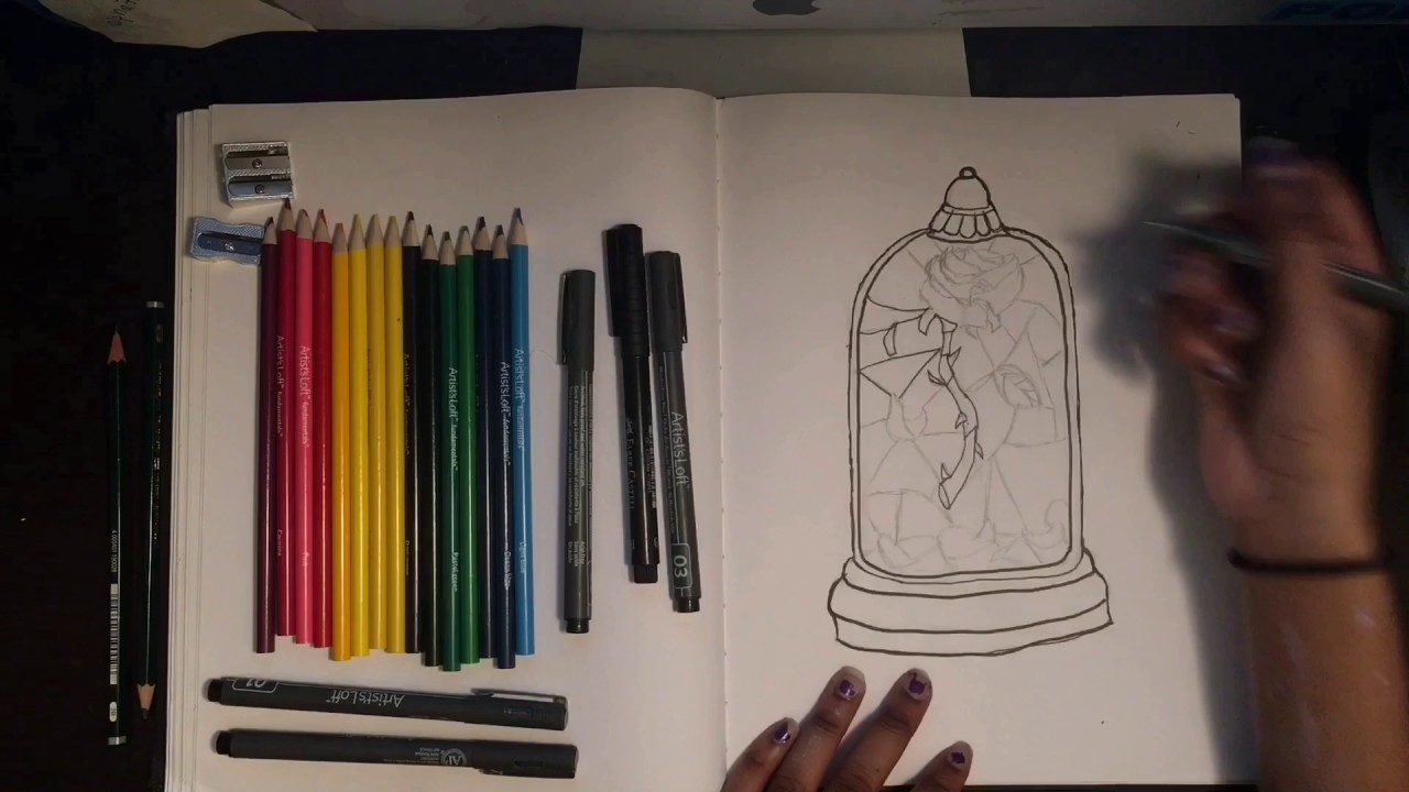 1280x720 Speed Drawing The Rose From Beauty And The Beast - Beauty And The Beast Rose Sketch