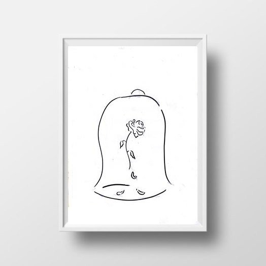524x524 Beauty And Beast Minimalist Print And Wall Art 12 Enchanted Rose 5 - Beauty And The Beast Rose Sketch