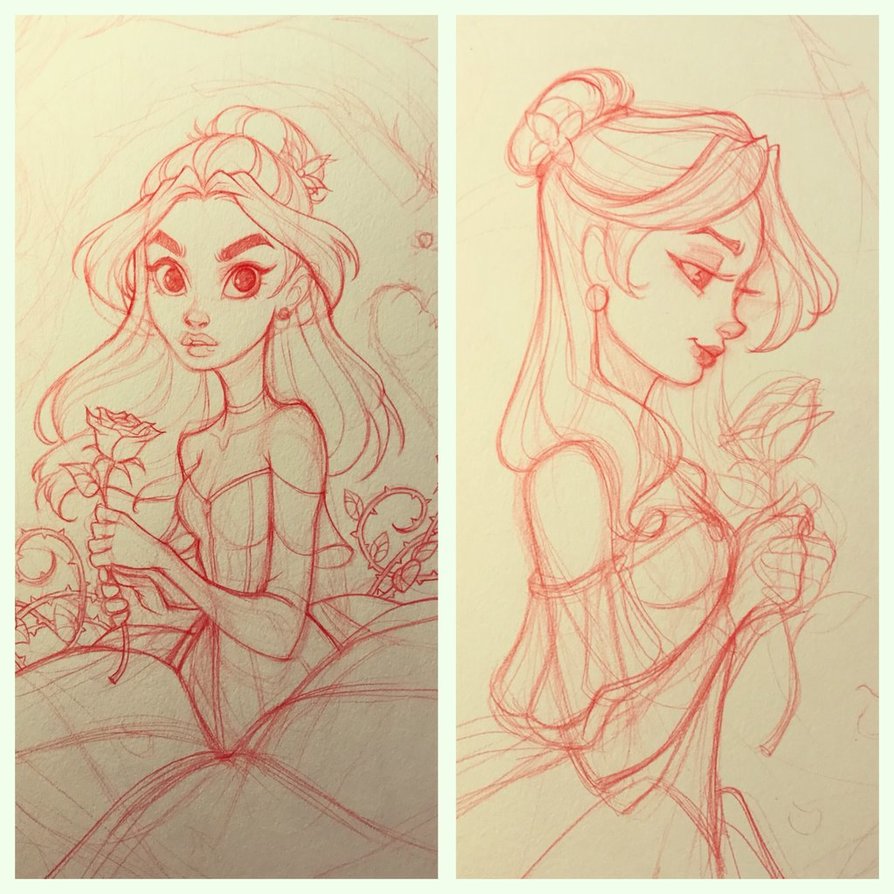 894x894 Beauty And The Beast Sketches By Chrissiezullo - Beauty And The Beast Sketch