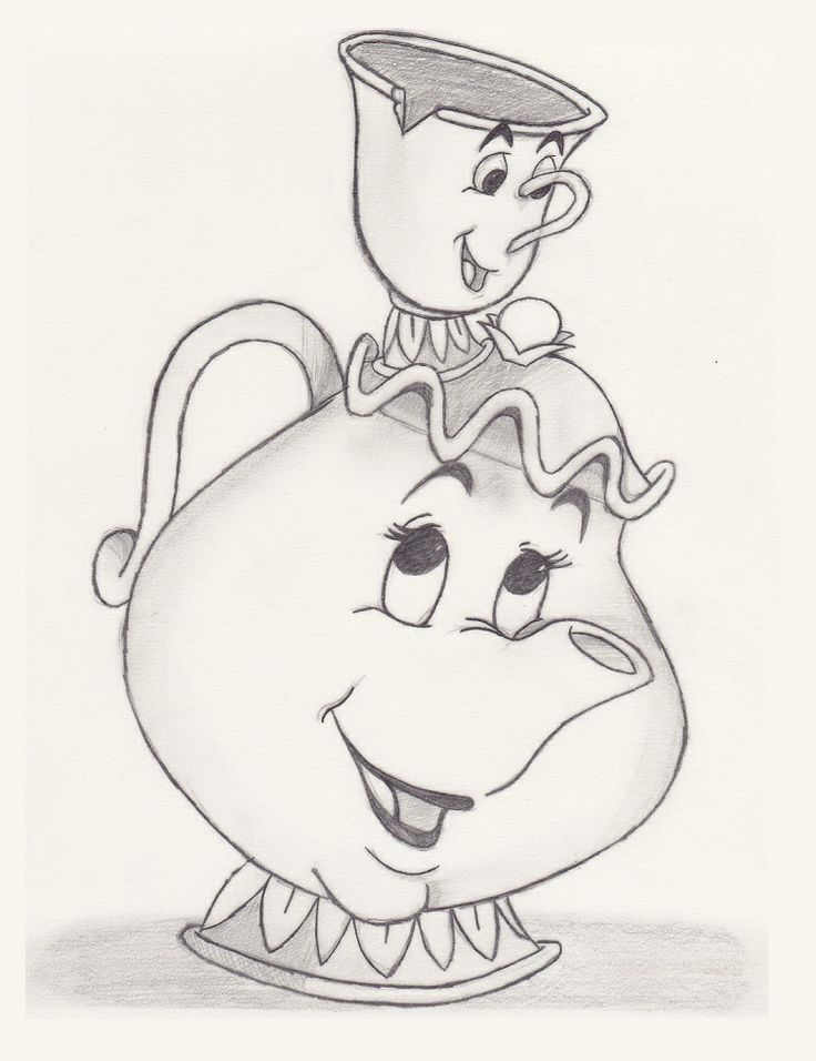 736x956 Mrs. Potts Amp Chip (Beauty Amp The Beast) - Beauty And The Beast Sketch