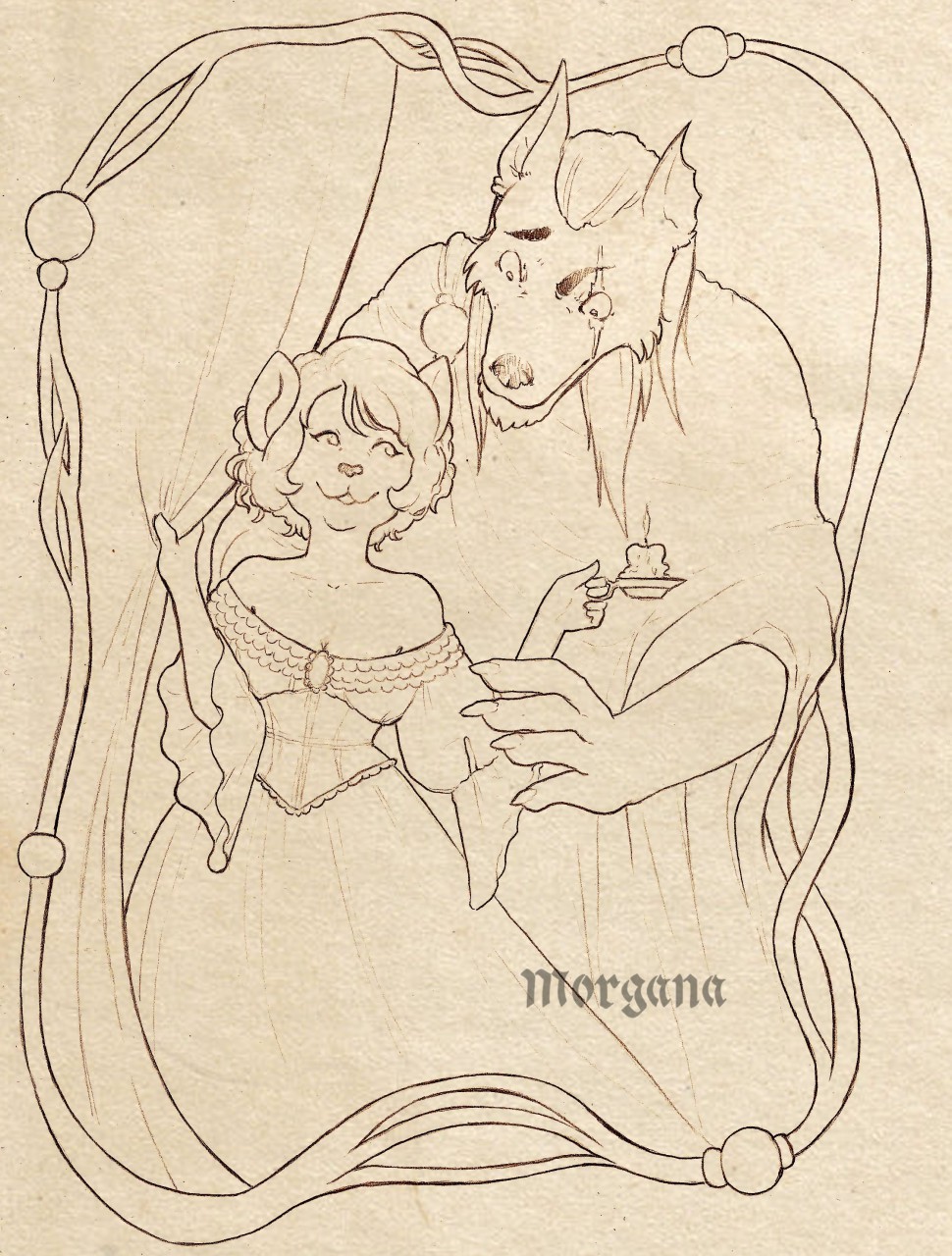 970x1280 Ych - Beauty And The Beast Sketch