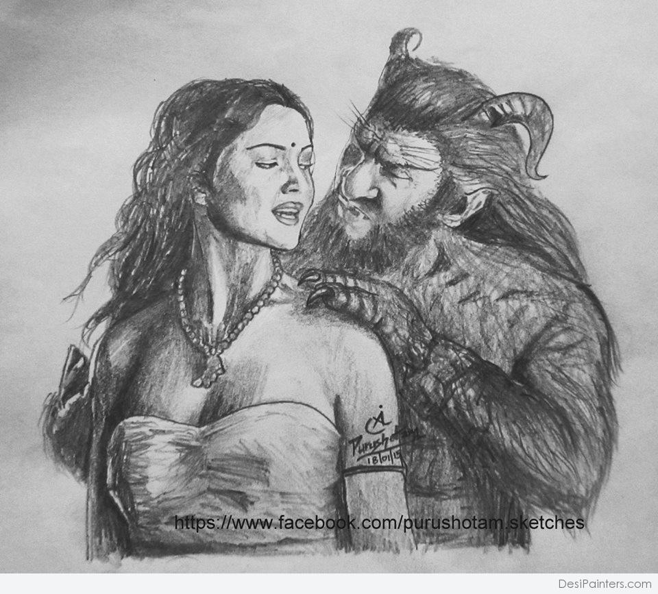960x867 Beauty And Beast Pencil Sketch - Beauty And The Beast Sketch