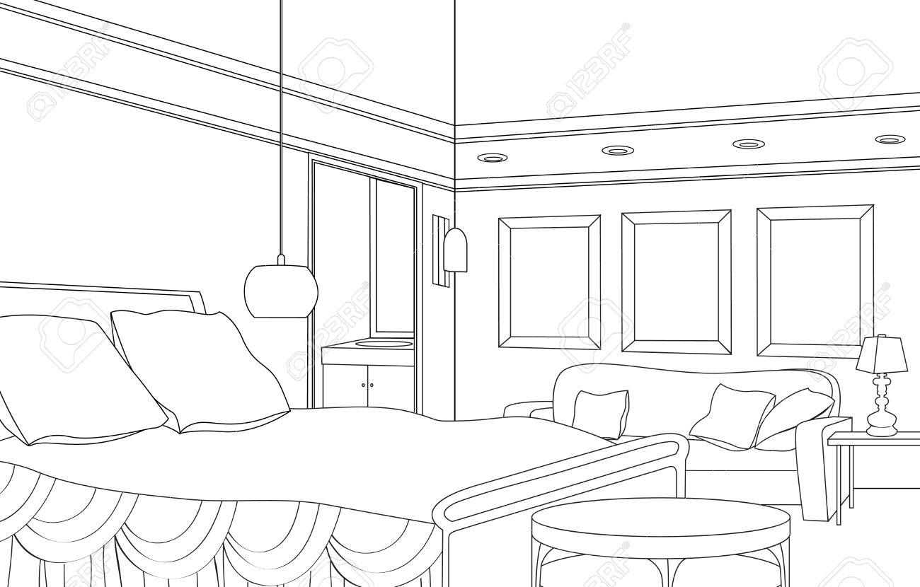 1300x830 Drawn Bed Sketch - Bed Sketch