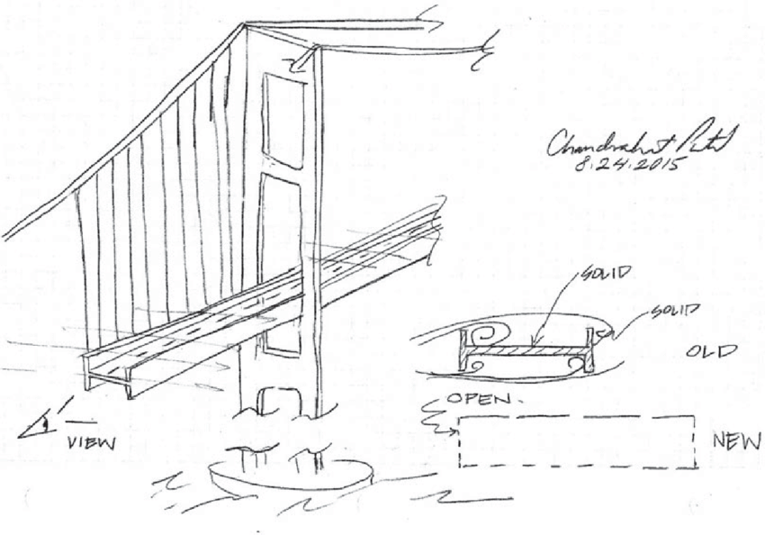 850x594 A Sketch Of The Tacoma Narrows Bridge And Its Road Bed Designs - Bed Sketch
