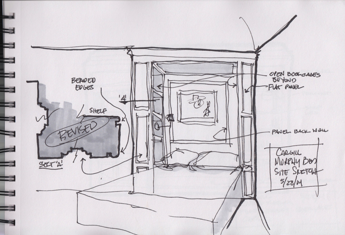 1208x824 Murphy Bed Sketch Jerry L Coleman, Designer Llc Jerry L Coleman - Bed Sketch