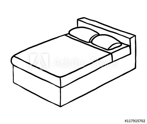 500x420 Double Bed Cartoon Vector And Illustration, Black And White - Bed Sketch