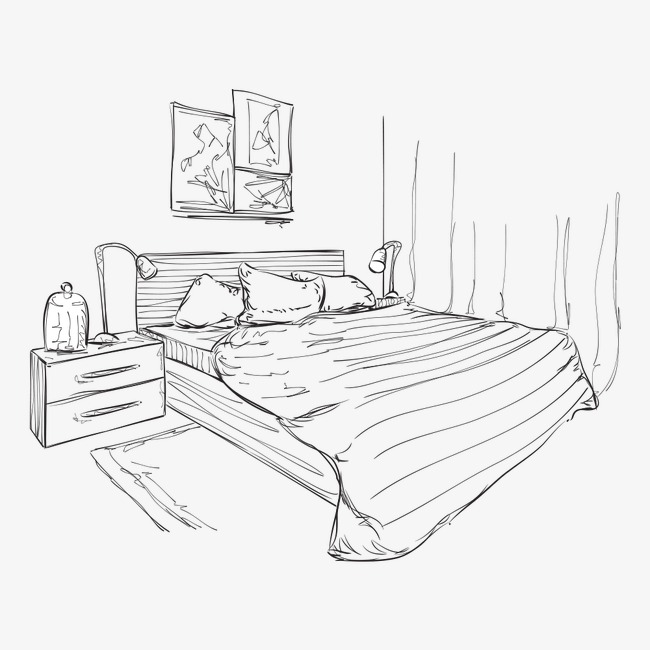 650x650 Bedroom Sketch, Sketch Vector, Sketch, Bedroom Png And Vector For - Bedroom Sketch