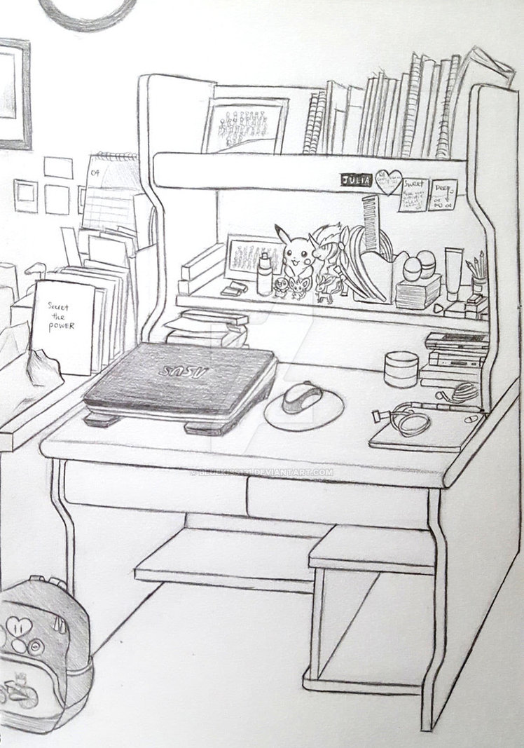 748x1067 School Bedroom Sketch By Bluukiss - Bedroom Sketch