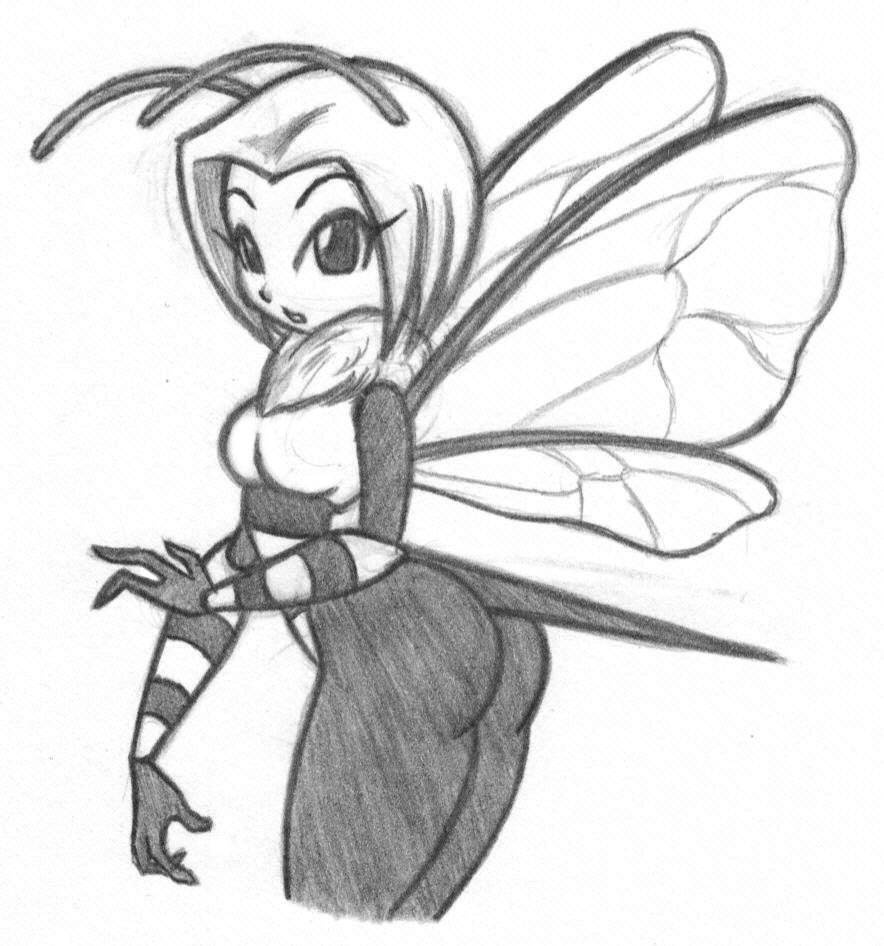 884x946 Hot Bee Sketch 2 By X Cross - Bee Sketch