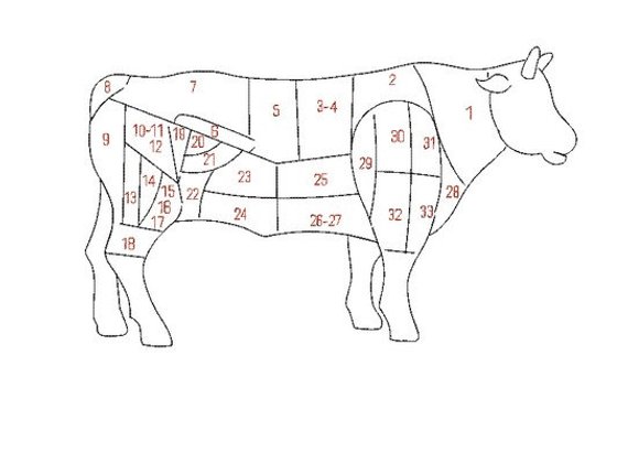 570x420 Instant Download Machine Embroidery Beef Butcher Sketch Etsy - Beef Sketch