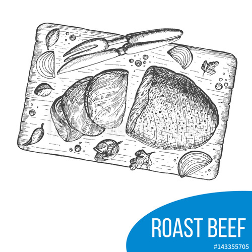 500x500 Roast Beef Sketch Vector Illustration. Engraved Vintage Image - Beef Sketch