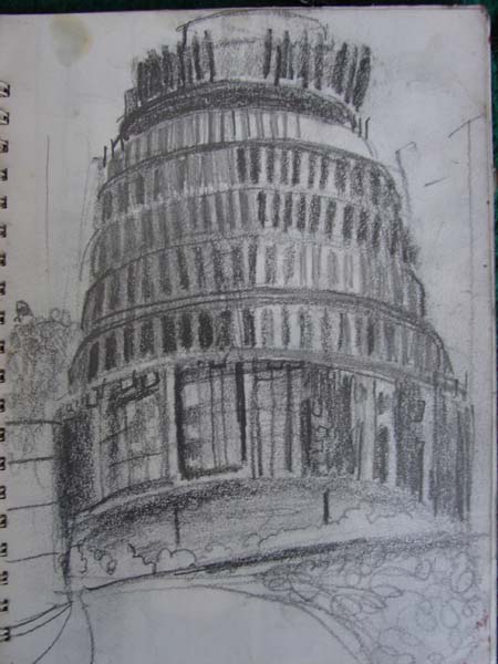 450x600 Yvonne Rust Sketch Of The Beehive, Nz Parliament Bldg - Beehive Sketch