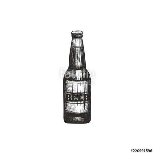 500x500 Bottle Of Beer Illustration. Beer Bottle Sketch Hand Drawing - Beer Bottle Sketch