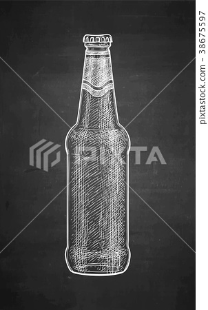 302x450 Chalk Sketch Of Beer Bottle. - Beer Bottle Sketch