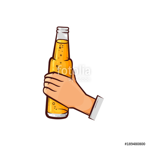 500x500 Male Hand Holding Open Unlabelled Beer Bottle, Hand Drawn, Sketch - Beer Bottle Sketch