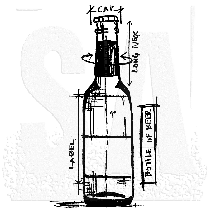 800x800 Tim Holtz Wood Mounted Stamp Beer Bottle Sketch P4 3181 - Beer Bottle Sketch