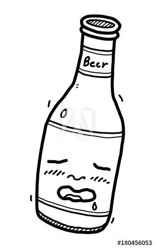 313x500 Beer Bottle Cartoon Vector And Illustration, Black And White - Beer Bottle Sketch