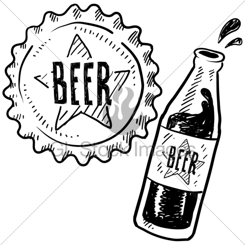500x500 Beer Bottle And Cap Sketch Gl Stock Images - Beer Bottle Sketch