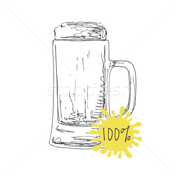 600x600 Hand Drawn Mug Of Beer Isolated On White Background. Vector - Beer Glass Sketch