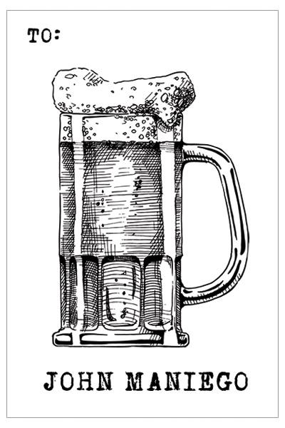 400x600 Beer Mug Sketch For Men Gift Tag Pepa Prints - Beer Mug Sketch