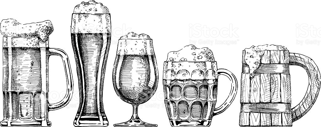 1024x405 Drawn Beer Sketch - Beer Mug Sketch