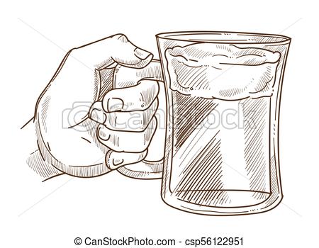 450x350 Hands Holding Drink Glass Vector Sketch Icon Of Man Hand Hold Beer - Beer Mug Sketch