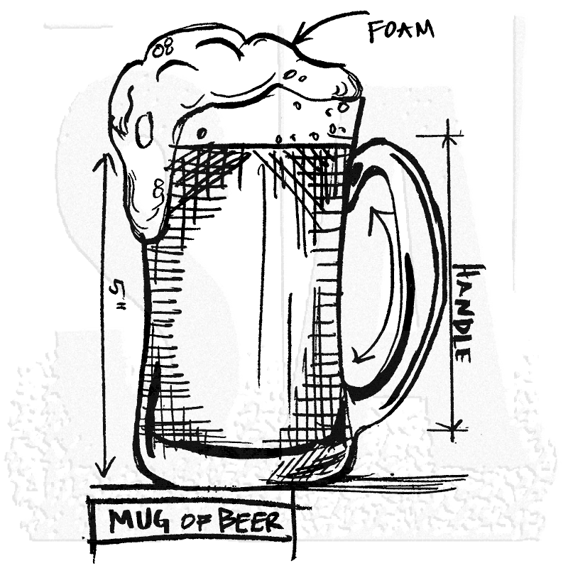 800x800 Tim Holtz Wood Mounted Stamp Beer Mug Sketch P1 3178 - Beer Mug Sketch