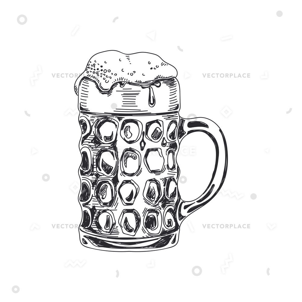 1000x1000 Beautiful Hand Drawn Beer Mug Detailed Vector Illustration 70613 - Beer Mug Sketch