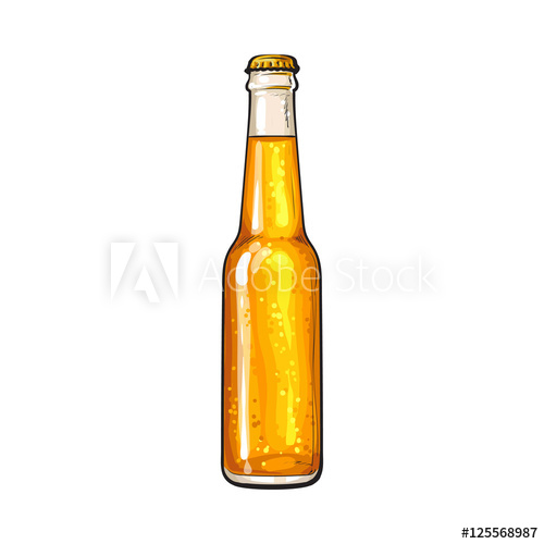 500x500 Bottle Of Cold Beer, Sketch Style Vector Illustration Isolated On - Beer Sketch