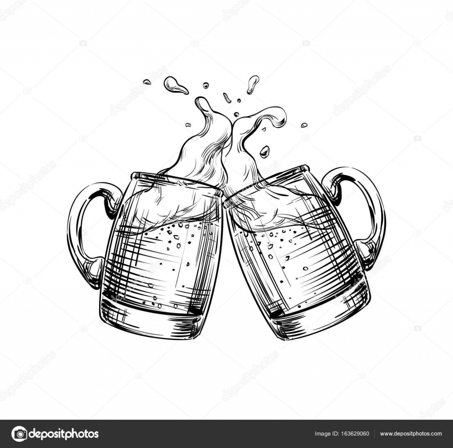 900x891 Download Beer Mug Clink Clipart Beer Glasses Mug Beer,drawing - Beer Sketch
