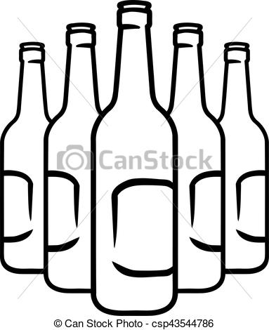 383x470 Group Of Beer Bottles Sketch Style. - Beer Sketch