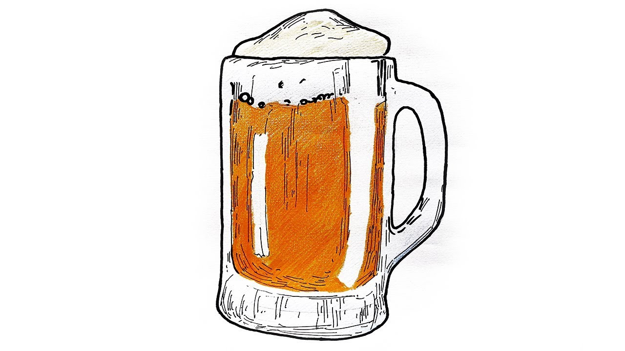 1280x720 How To Draw A Beer Mug Step By Step Beer Mug Drawing Realistic - Beer Sketch