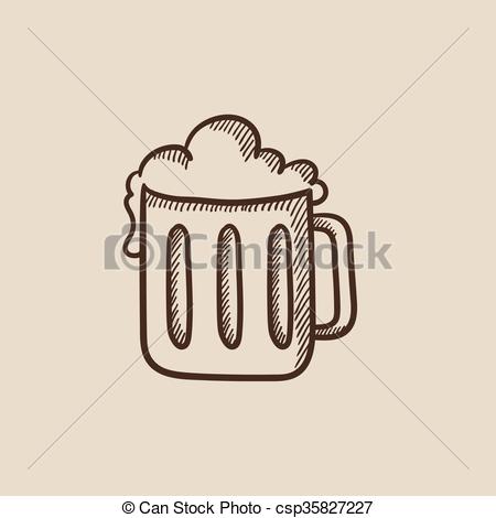 450x470 Mug Of Beer Sketch Icon. Mug Of Beer Sketch Icon For Web, Mobile - Beer Sketch