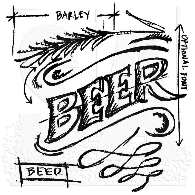 800x800 Tim Holtz Wood Mounted Stamp Beer Sign Sketch P1 3179 - Beer Sketch