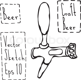 320x318 Beer Tap Doodle Style Sketch. Hand Drawn Vector Illustration - Beer Tap Sketch